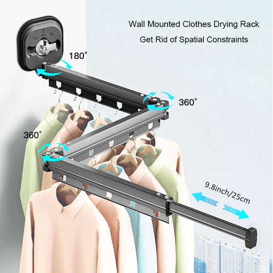 No Punching Wall Mounted Clothes Hanger Retractable