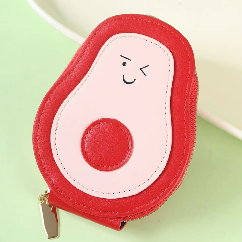 High Quality PU Leather Mini Card Wallet Cartoon Avocado Card Holder