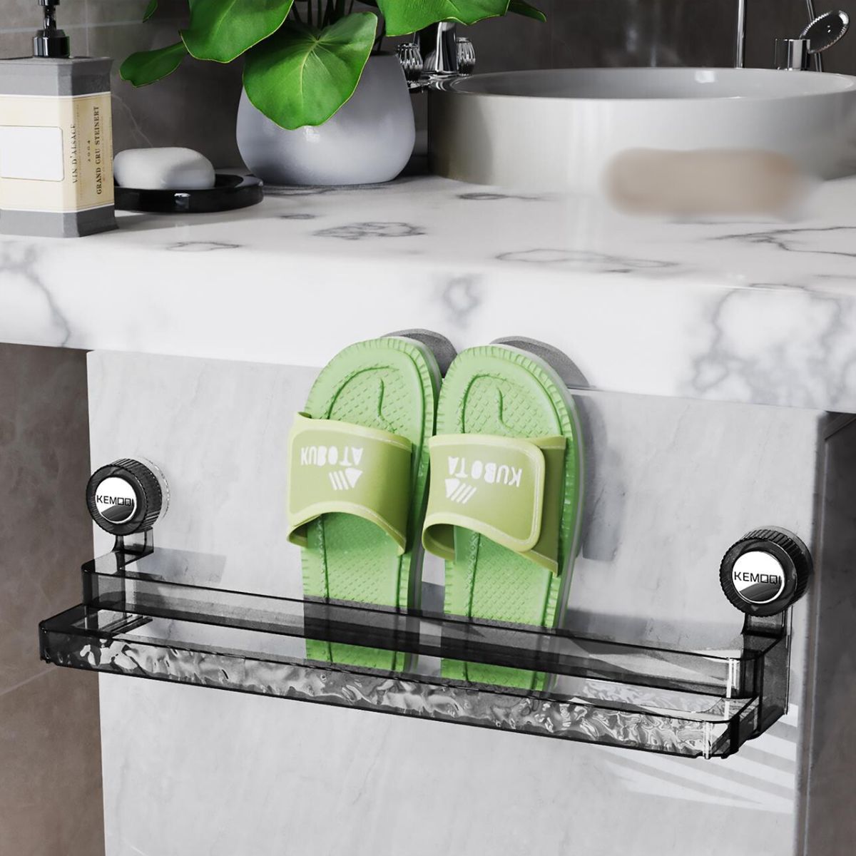 Suction cup retractable slipper rack